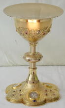 Solid silver gilt antique French Gothic Chalice.